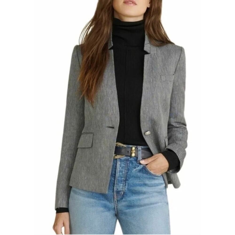 Veronica Beard Farley Dickey Jacket Navy Herringbone Size‎ 4